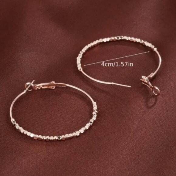 18k Rose Gold Plated Minimalist Hoop Earrings - Picture 3 of 3